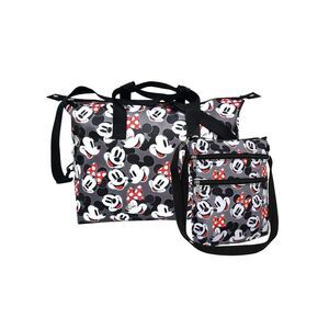 New Disney Mickey & Minnie Mouse Duffel & Passport Bag Travel Set Weekender